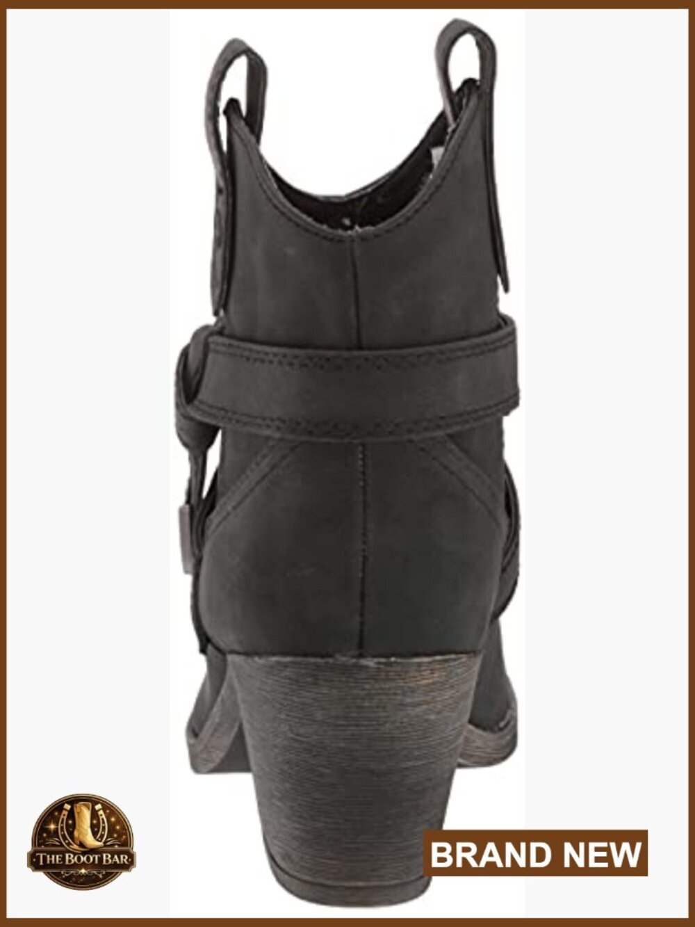 Faux Leather Ankle Booties with Block Heel & Pull Tabs - Picture 3 of 7
